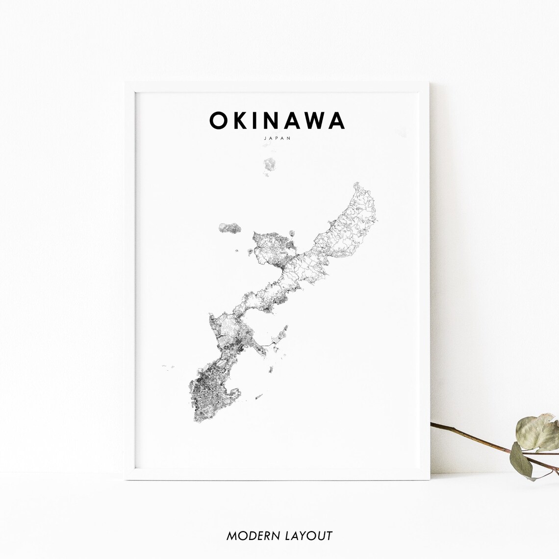 Okinawa Japan Map Art Print, Nursery Room Decor