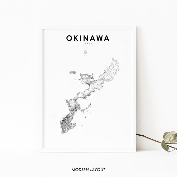 Okinawa Japan Map Art Print, Nursery Room Decor