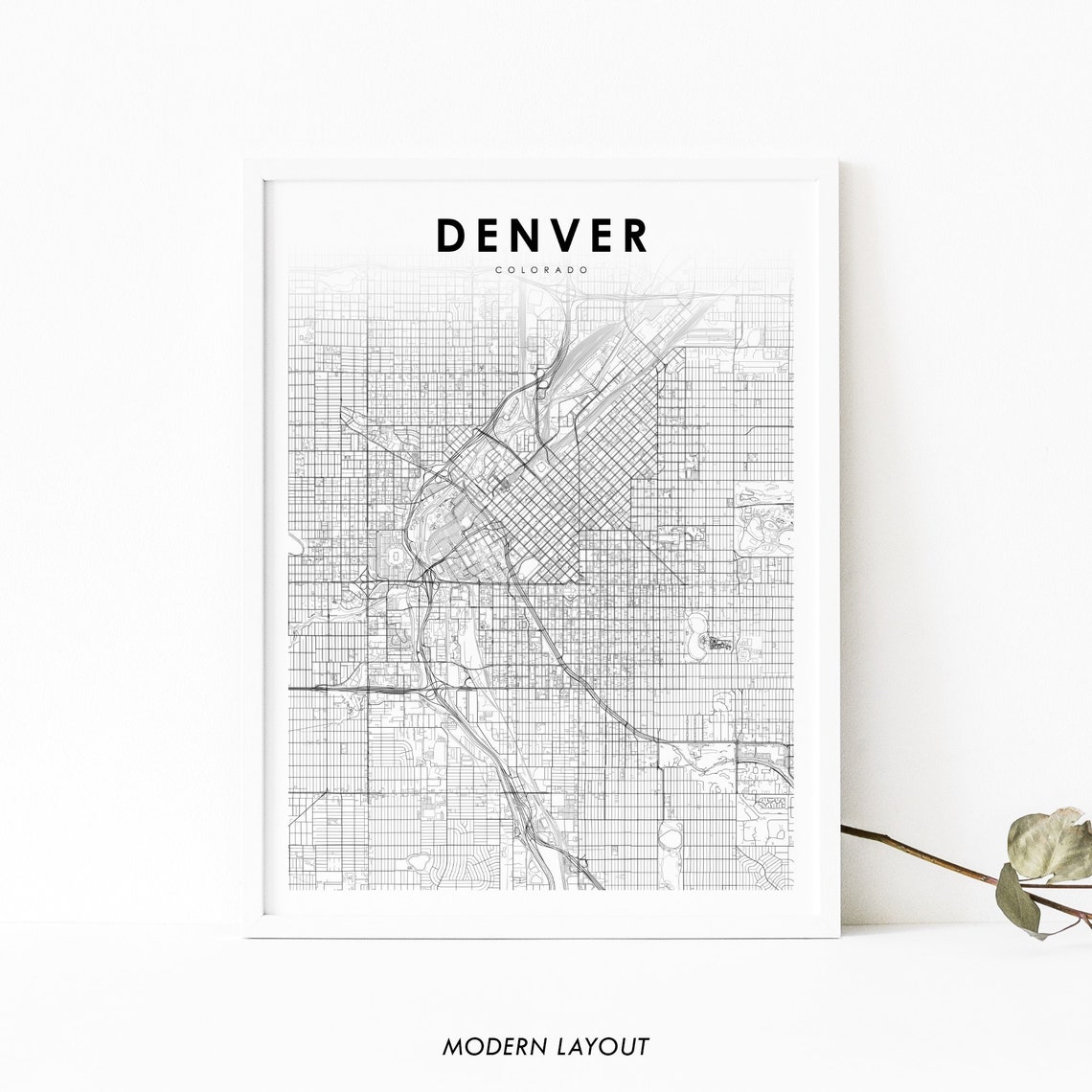 Denver Colorado Modern Street Map Poster Minimalist City Layout