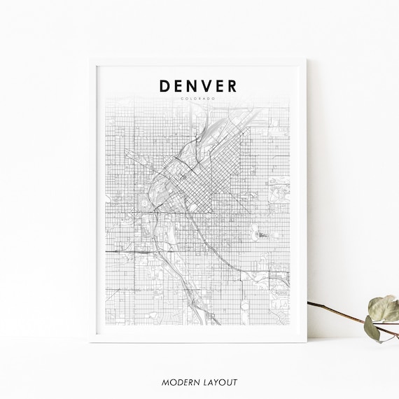 Denver Colorado Modern Street Map Poster Minimalist City Layout