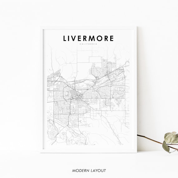 Livermore CA Map Art Print, Nursery Room Office Decor