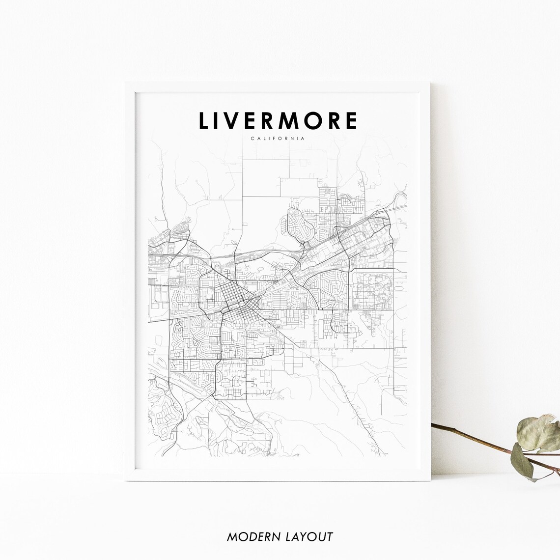 Livermore CA Map Art Print, Nursery Room Office Decor