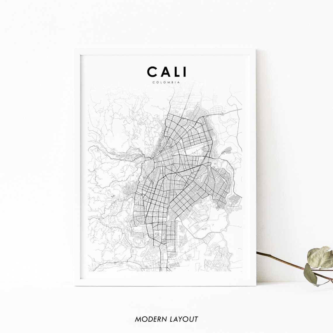 Cali Colombia Map Art Print, Nursery Room Decor