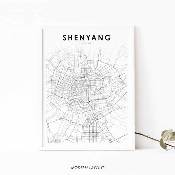 Shenyang China Map Print Art Poster Manchu City Street Road Nursery Room Wall Office Decor