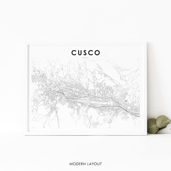 Cusco Peru Map Print Art Poster Cuzco Per City Street Road Nursery Room Wall Office Decor