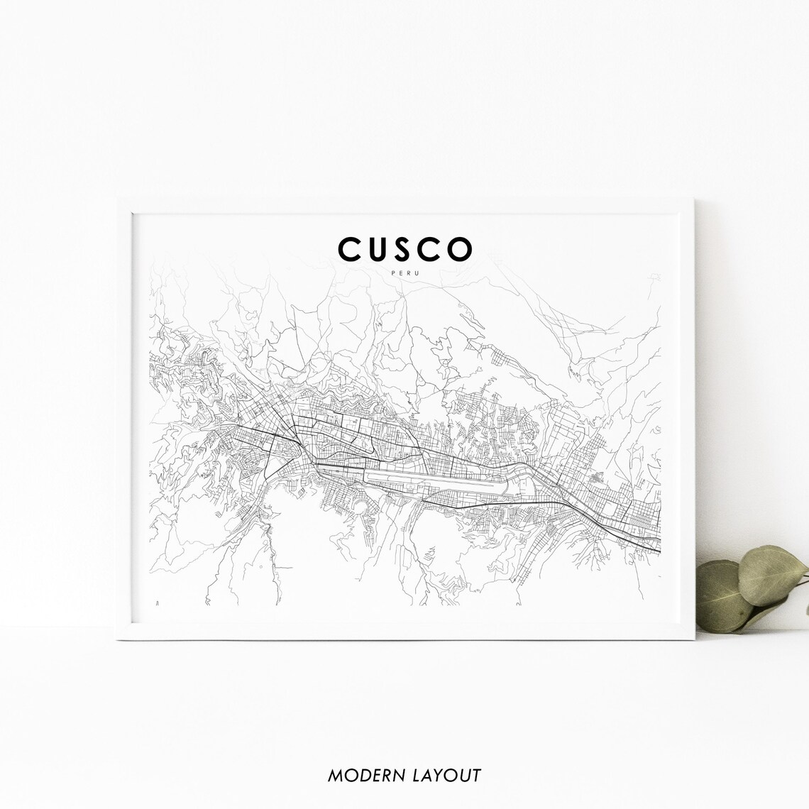 Cusco Peru Map Print Art Poster Cuzco Per City Street Road Nursery Room Wall Office Decor