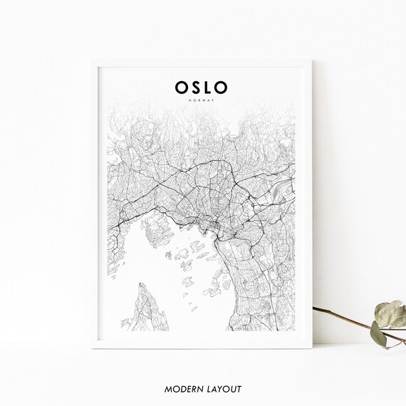 Oslo Area Norway Map Print Stlandet Art Poster City Street Road Nursery Room Office Wall Decor