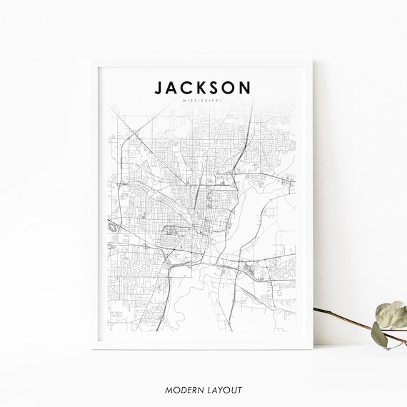 Jackson Mississippi Minimalist City Street Map Travel Gift Poster