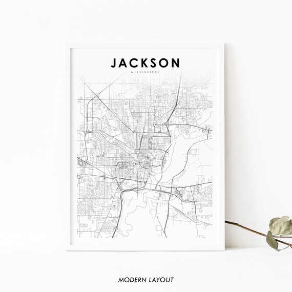 Jackson Ms Map Print Mississippi Usa Art Poster City Street Road Nursery Room Wall Office Decor