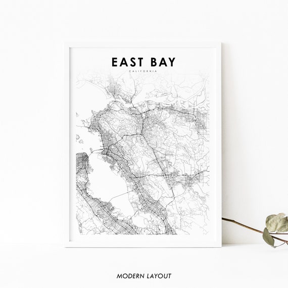 East Bay CA Map Print, Nursery Room Decor