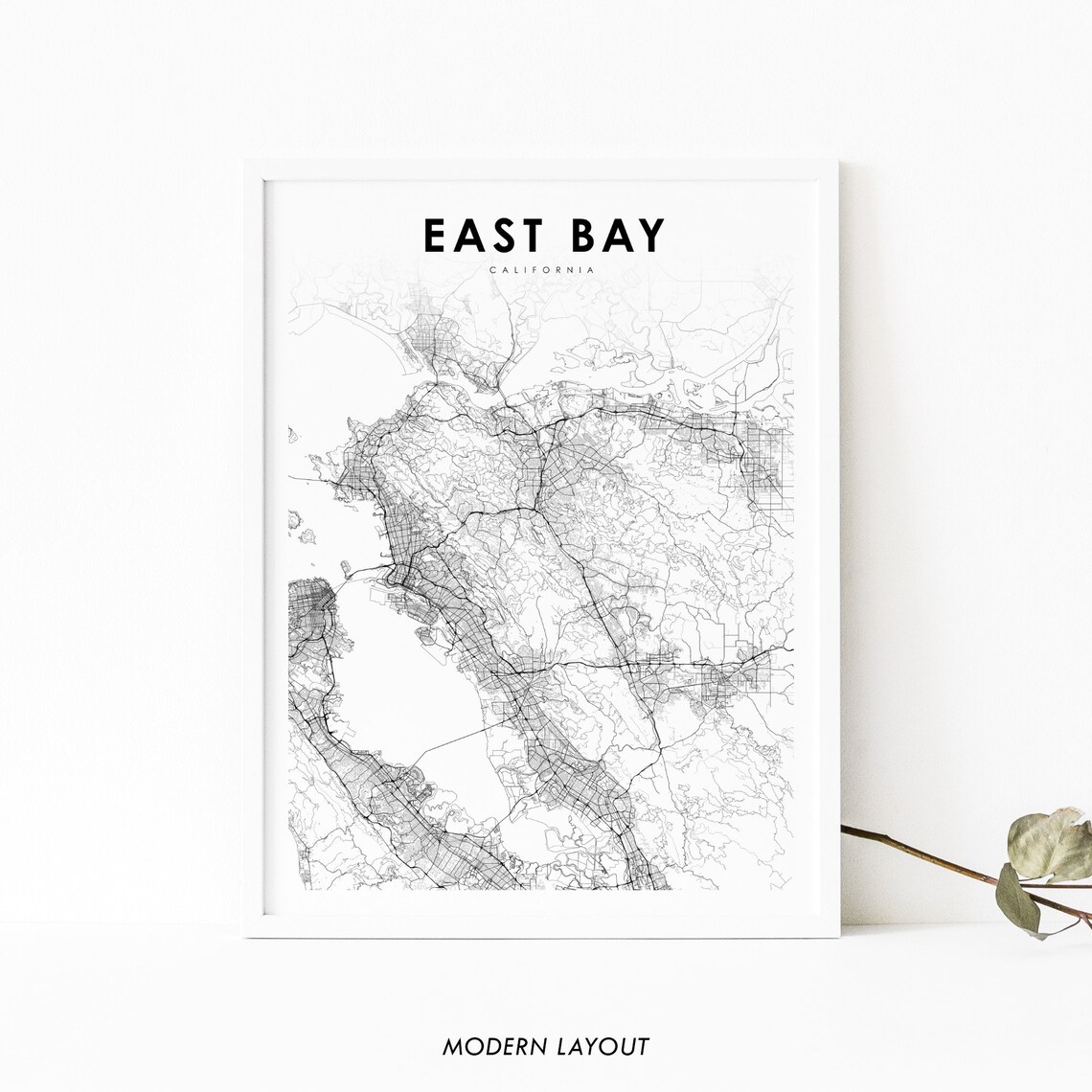 East Bay CA Map Print, Nursery Room Decor