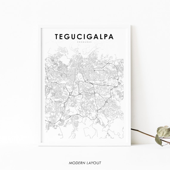 Tegucigalpa Honduras Minimal City Street Map Modern Decor Poster