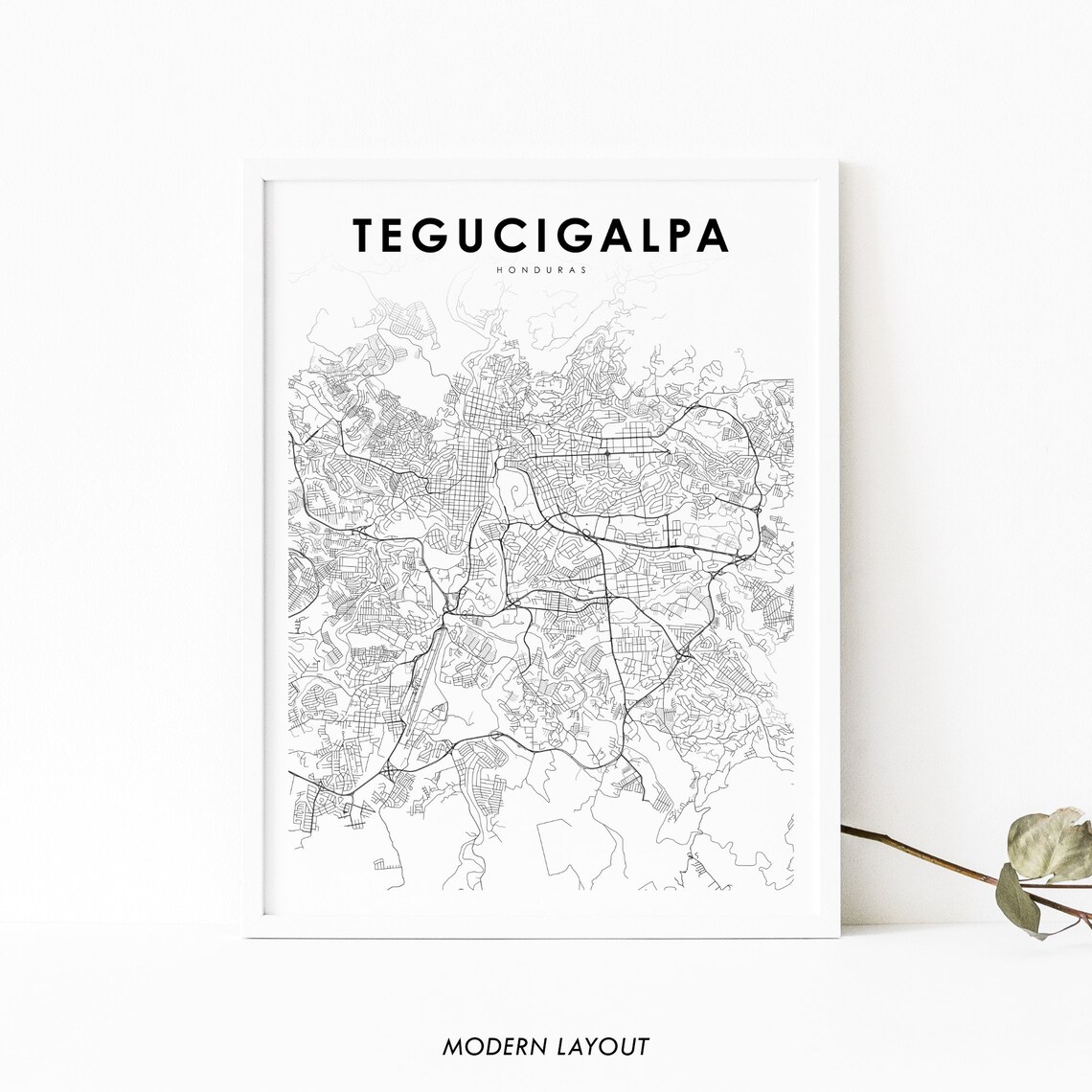 Tegucigalpa Honduras Minimal City Street Map Modern Decor Poster