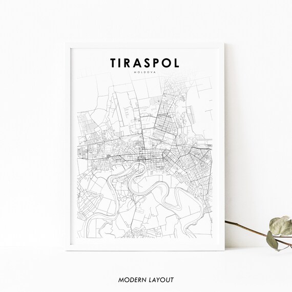 Tiraspol Moldova Map Print Art Poster City Road Street Nursery Room Wall Office Decor