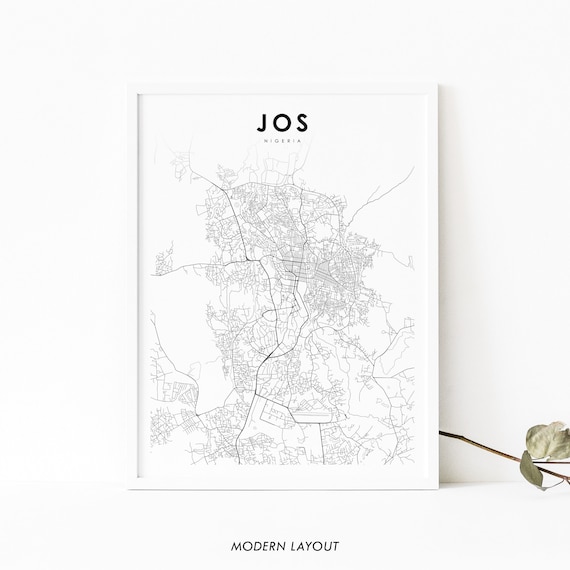Jos Nigeria Map Print Art Poster Jtown City Road Street Nursery Room Wall Office Decor