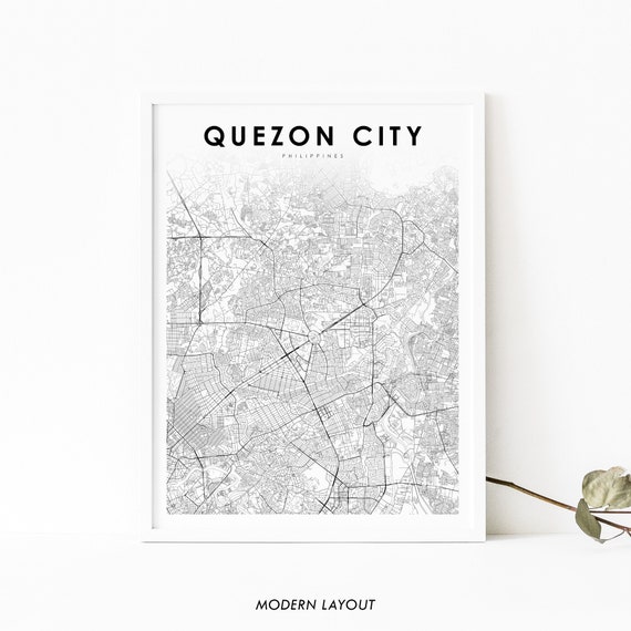 Quezon City Philippines Map Art Print, Nursery Decor