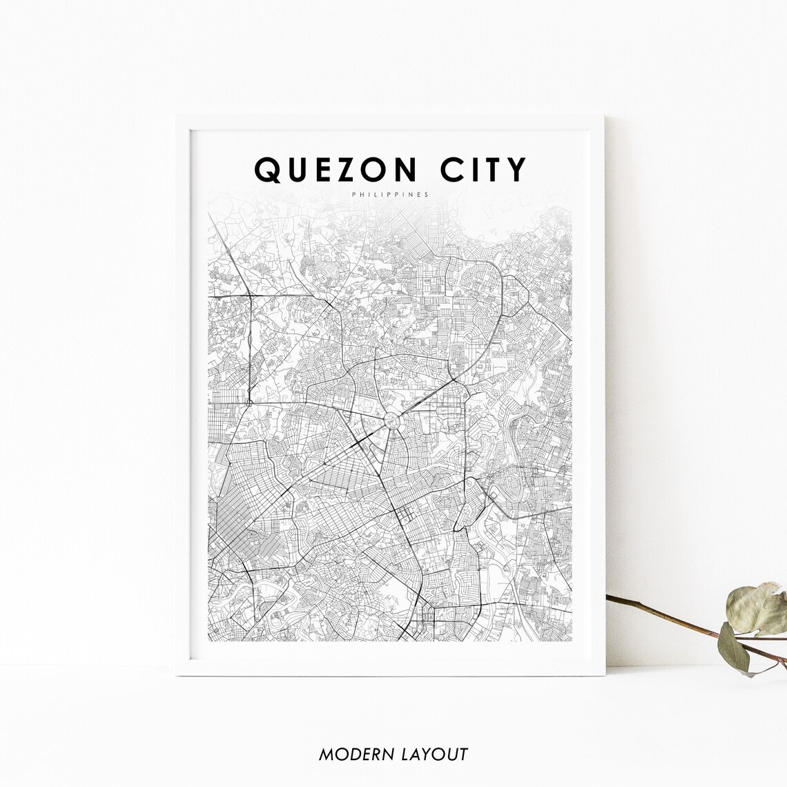 Quezon City Philippines Map Art Print, Nursery Decor
