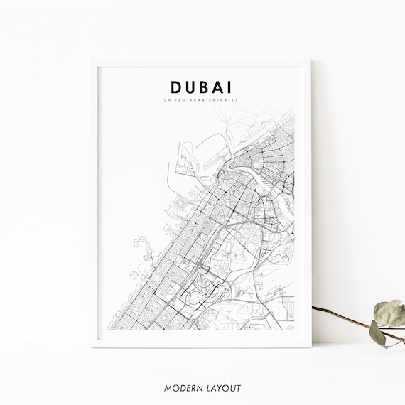 Dubai United Arab Emirates City Street Map Minimalist Art Poster
