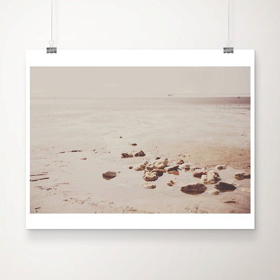 Brancaster Beach Soft Pink Pebble Shore Coastal Photo Poster