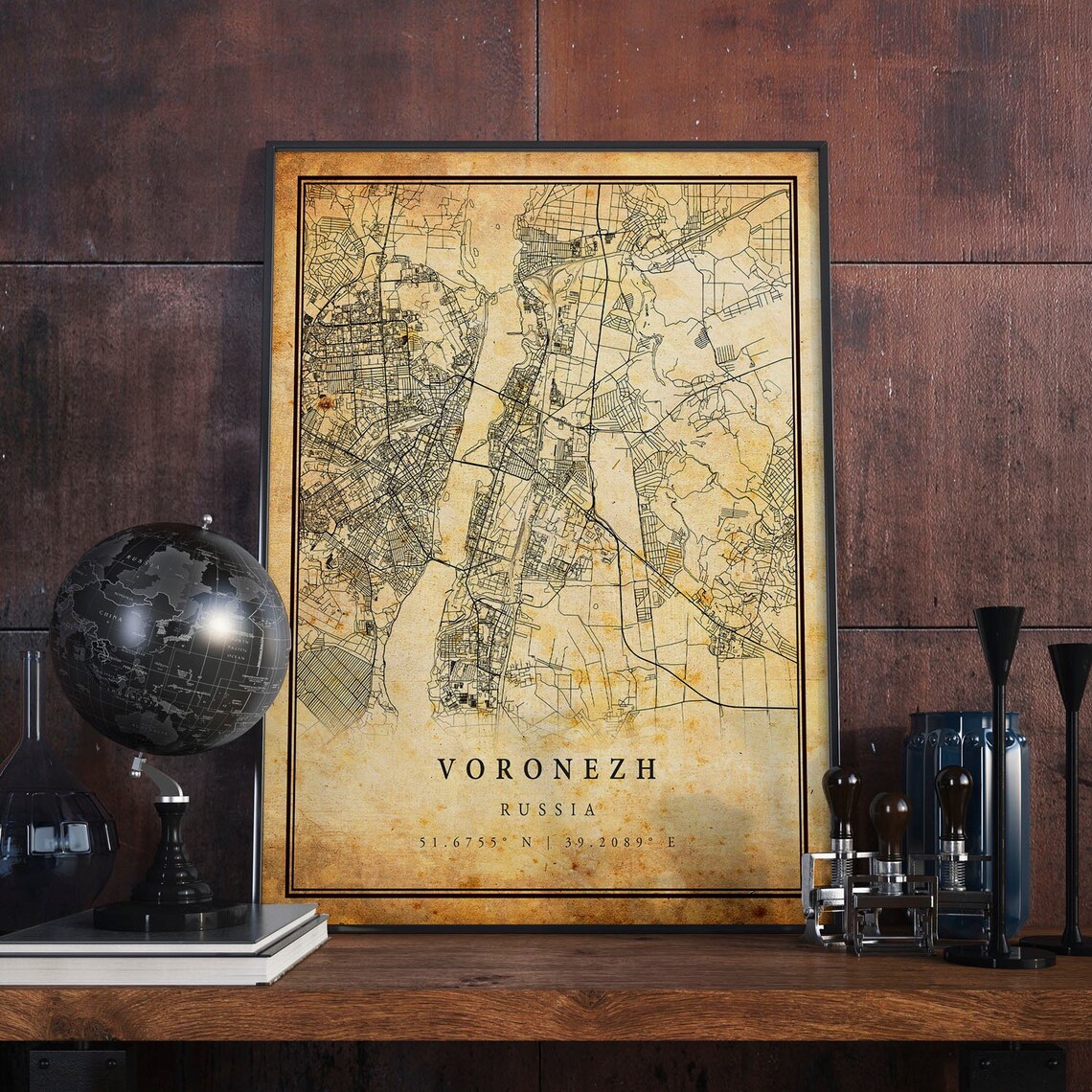 Voronezh Vintage Map Poster, Antique Rustic Decor