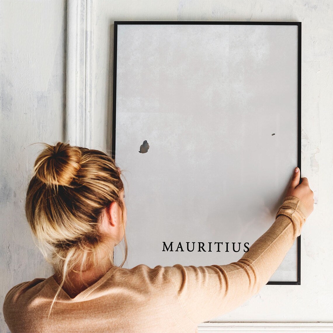 Mauritius Island Minimalist Travel Map Silhouette Country Poster - Image 3