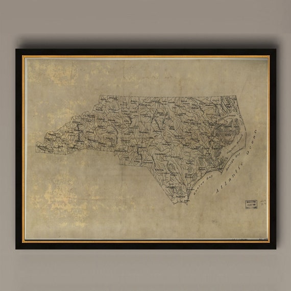 North Carolina 1893 Vintage Wall Map, Travel Poster