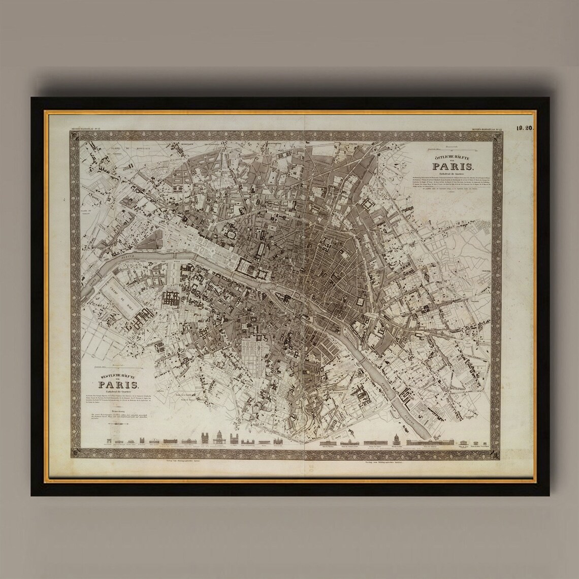 Paris Vintage City Map, French Style Travel Poster