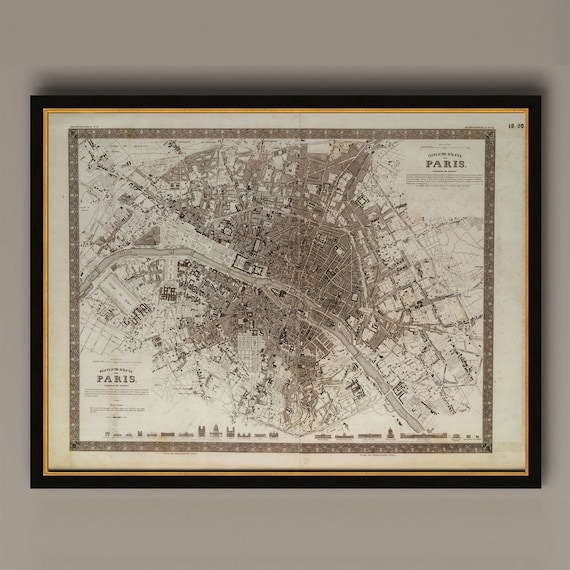Paris Vintage City Map, French Style Travel Poster
