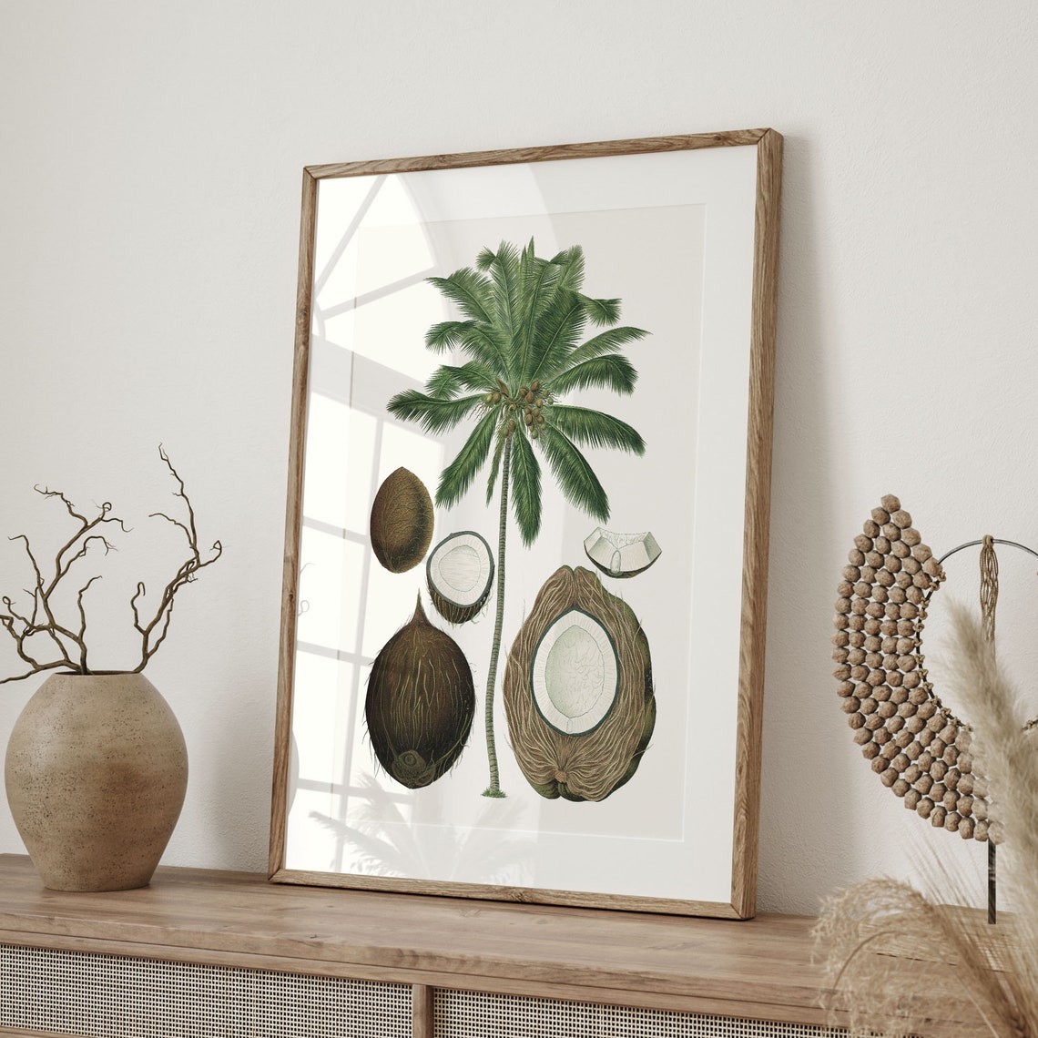 Vintage Coconut Palm Tree Botanical Illustration Nature Art Poster - Image 4