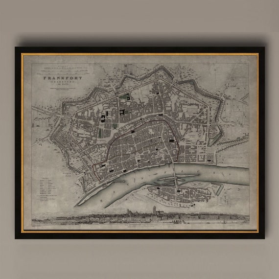Frankfurt Vintage Map, Germany Travel Poster