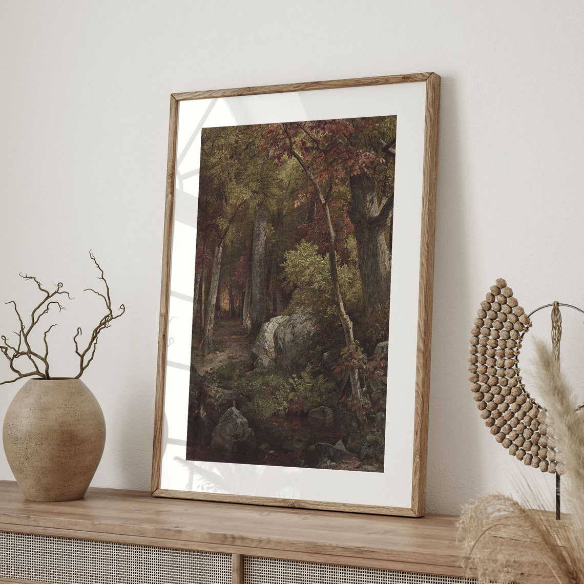 Rustic Autumn Woodland Stream Vintage Fall Forest Art Poster - Image 4