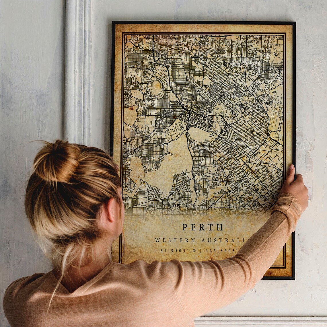 Perth Western Australia Vintage City Street Map Travel Poster - Image 2