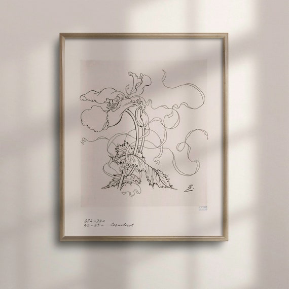 Vintage French Porcelain Flower Sketch Art Print