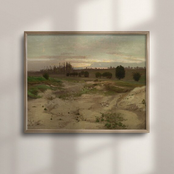 Sandy Dunes at Sunset Vintage Minimalist Landscape Painting Poster