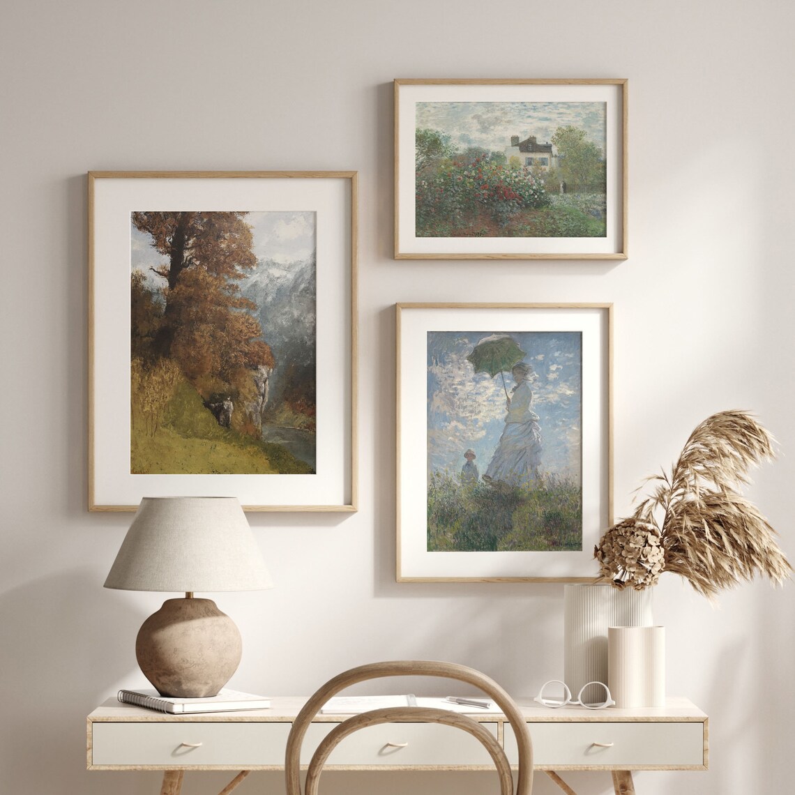 Autumn Cliff River Landscape Signed Courbet Vintage Painting Art Poster - Image 2