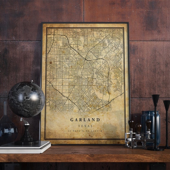 Garland Vintage Map Poster, Texas Travel Art Print