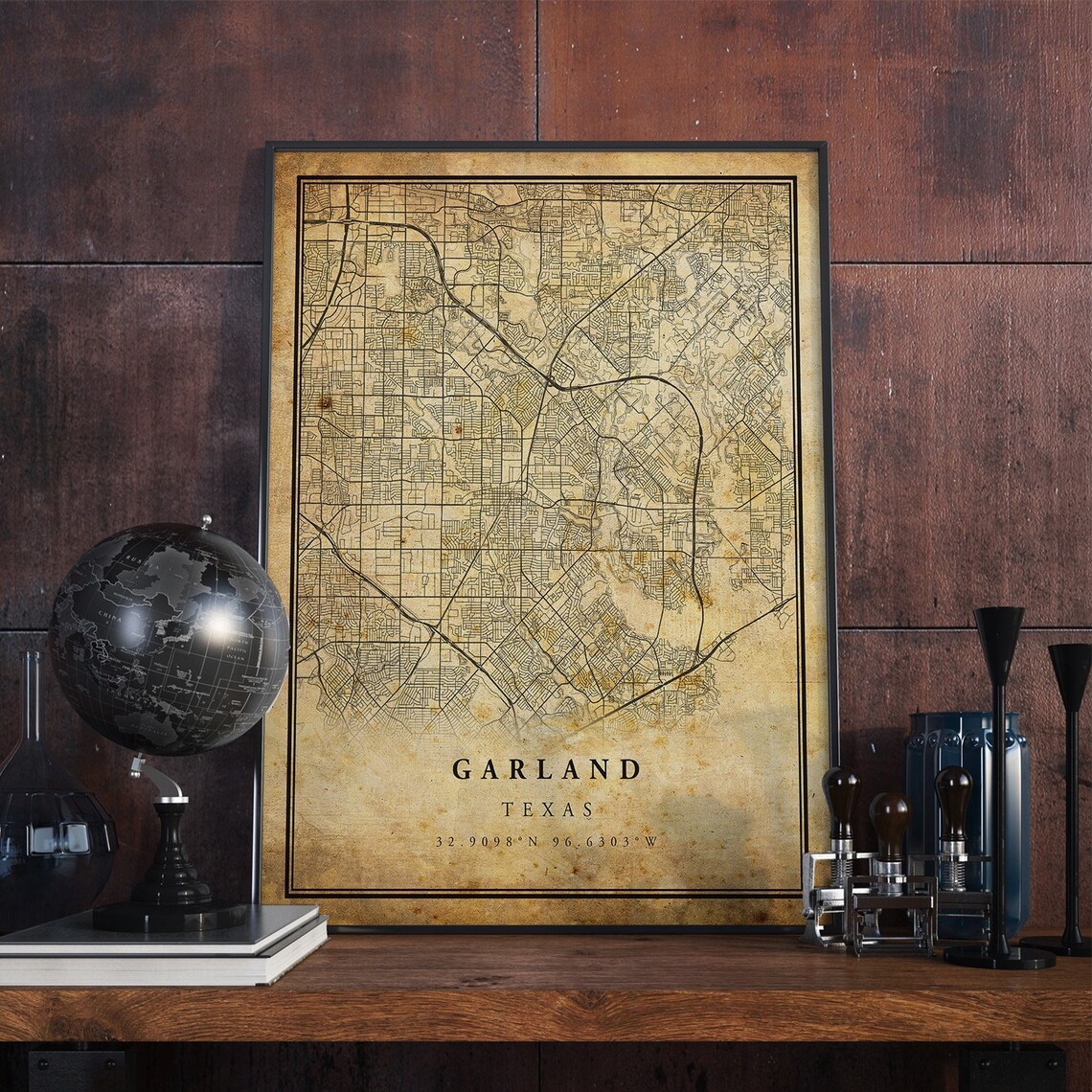 Garland Vintage Map Poster, Texas Travel Art Print