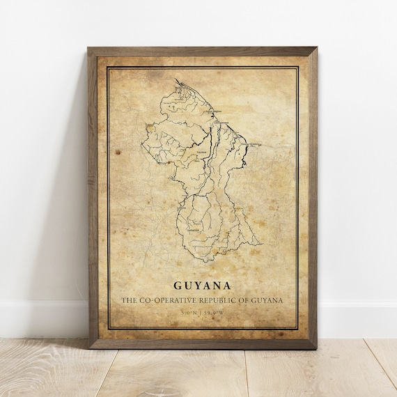 Guyana Vintage Map Poster Print, Country Map