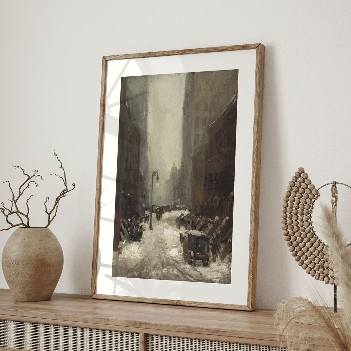 Snowy Paris Street Winter Night Horse Carriage Antique Cityscape Art Poster - Image 4