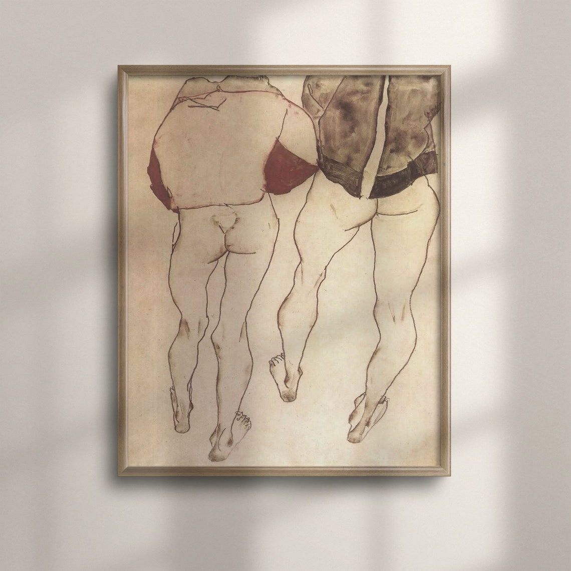 Egon Schiele Two Standing Women 1913 Expressionist Figure Art Poster