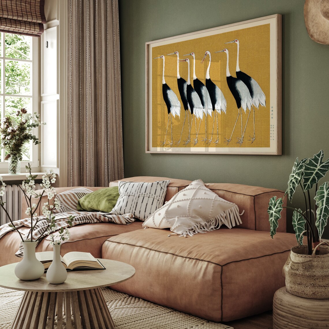 Japanese Red Crowned Cranes On Gold Ground Ogata Korin Style Poster - Image 2
