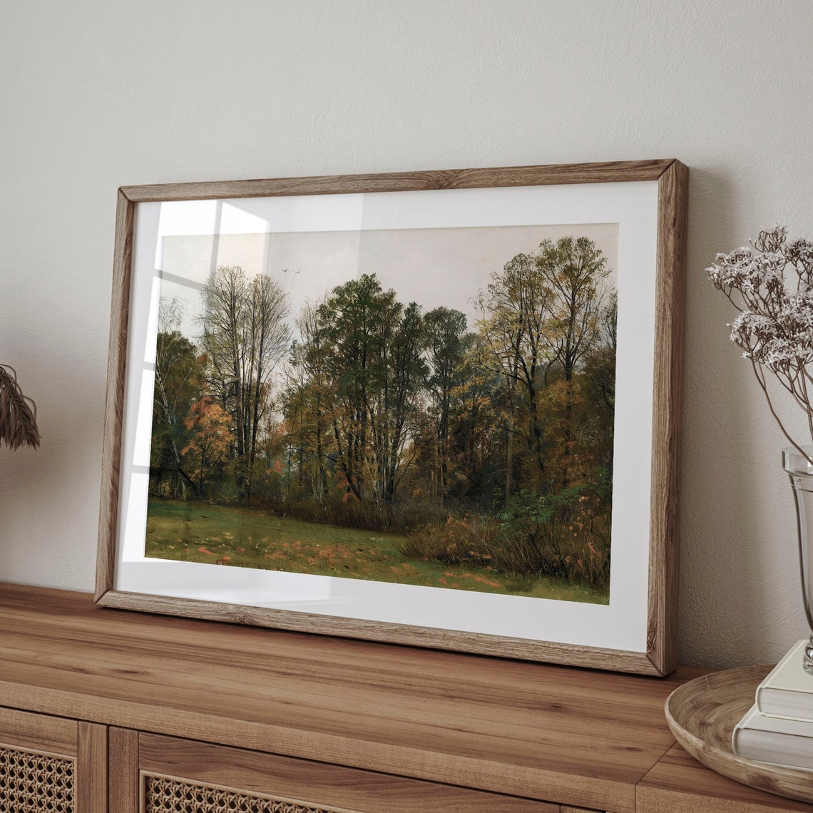 Vintage Autumn Forest Edge Tall Trees Warm Fall Tones Art Poster - Image 4