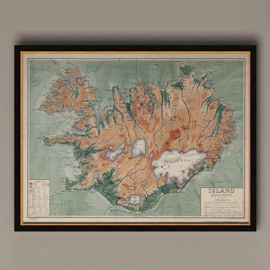 Map of Iceland 1928 Vintage Travel Poster