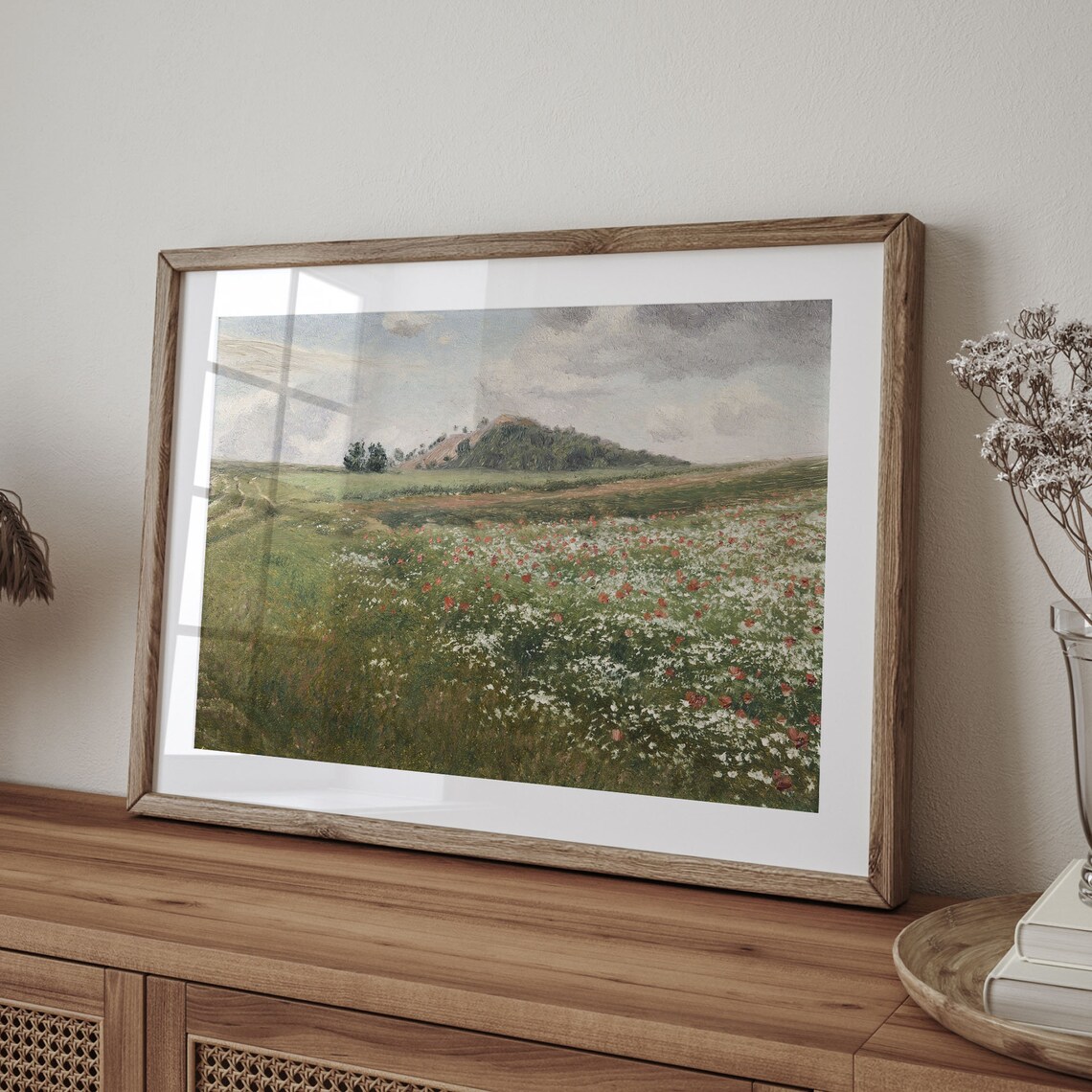 Vintage Summer Meadow Red Poppies Wildflowers Hillside Poster - Image 4