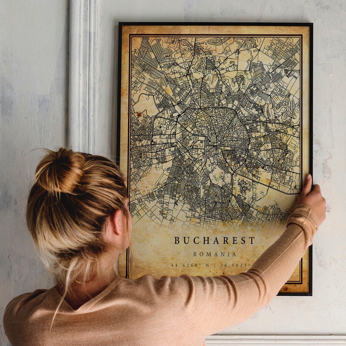 Bucharest Vintage Map Poster, Antique Rustic Travel Print - Image 2