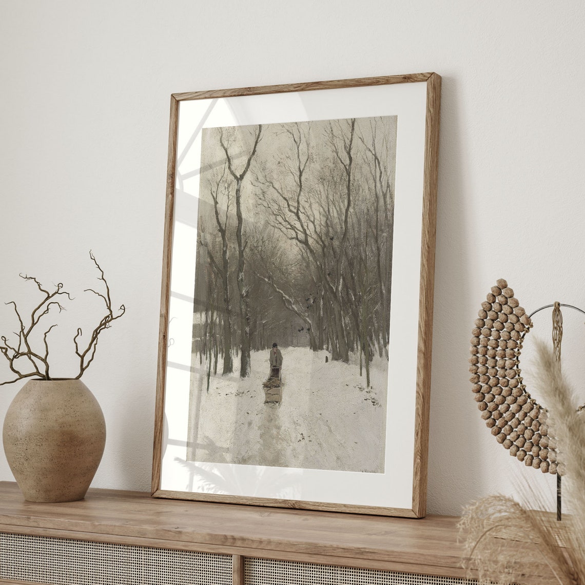 Vintage Winter Landscape Art Snowy Countryside Oil Painting Reproduction Farmhouse Decor Winter Artwork Poster Art Wooded C16 1138 - Image 4