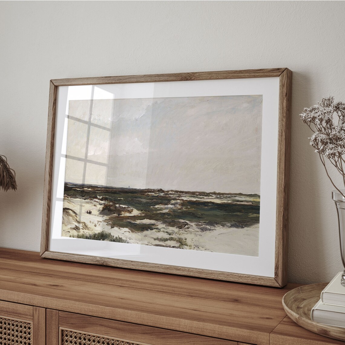 Coastal Dunes with Rolling Waves Vintage Beach Landscape Painting Poster - Image 4