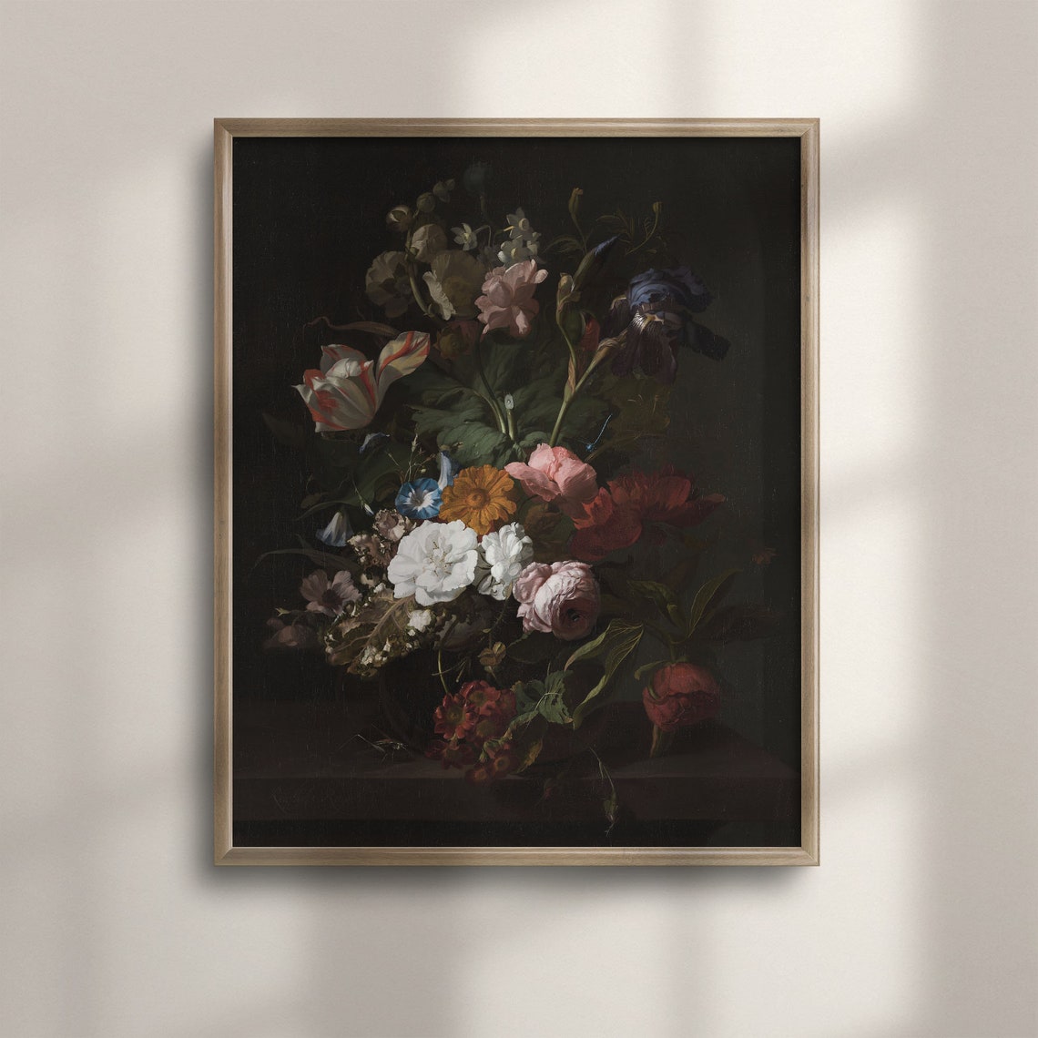 Baroque Dutch Flower Bouquet On Dark Background Still Life Art Poster