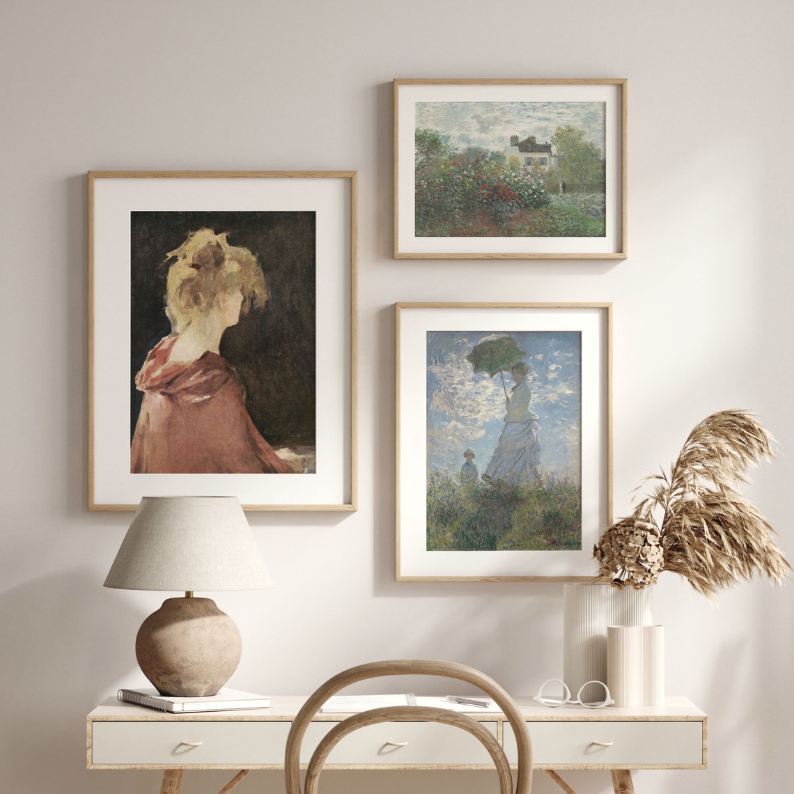 Antique Fine Art Vintage Oil Painting Of A Young Girl Figurative Portrait Wall Art Wooded Pasture Theme C16 1365 - Image 2
