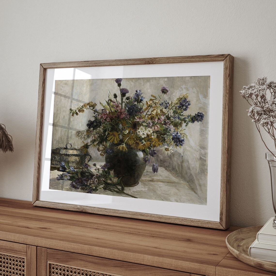 Victorian Wildflower Vase Bouquet Antique Floral Still Life Art Poster
